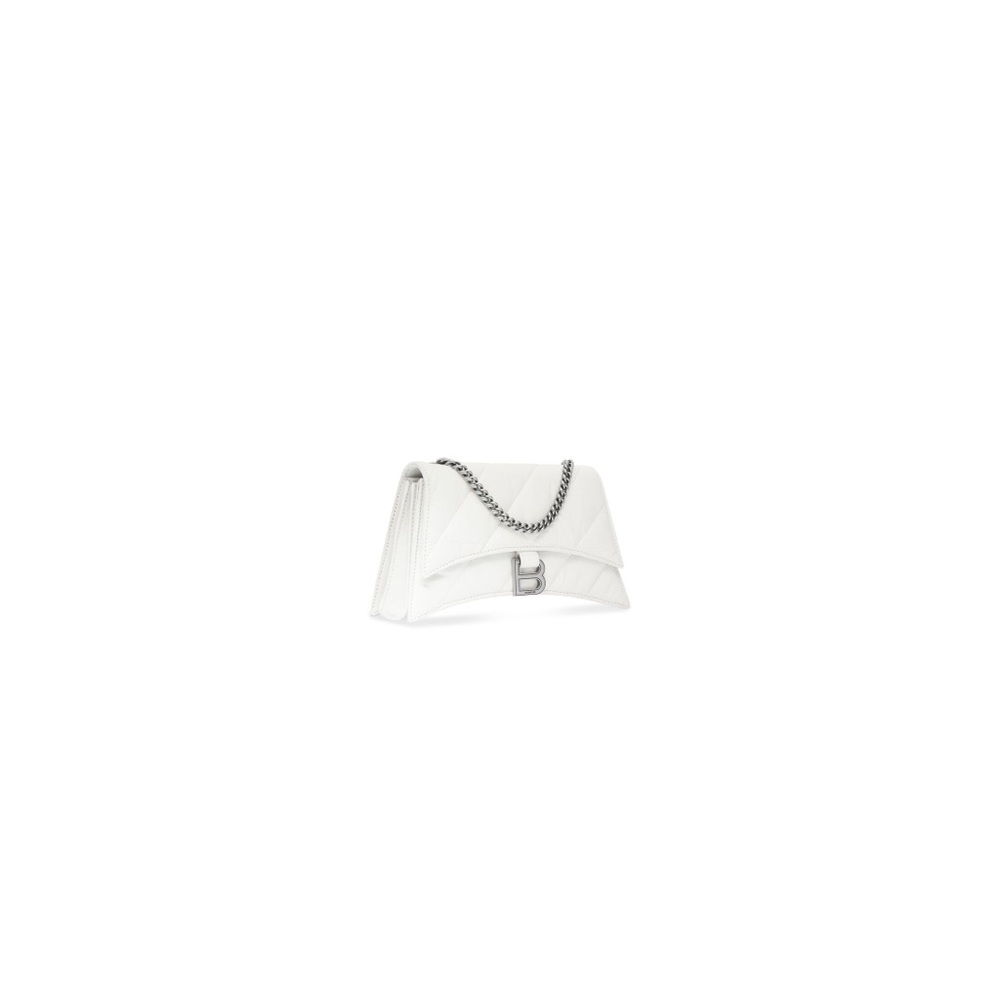 BALENCIAGA WOMEN'S CRUSH XS CHAIN BAG QUILTED IN OPTIC WHITE